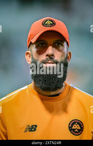 Edgbaston, Birmingham, Regno Unito. 15 agosto 2024. The Hundred Mens Cricket, Birmingham Phoenix contro Manchester Originals; Moeen Ali di Birmingham Phoenix Credit: Action Plus Sports/Alamy Live News Foto Stock