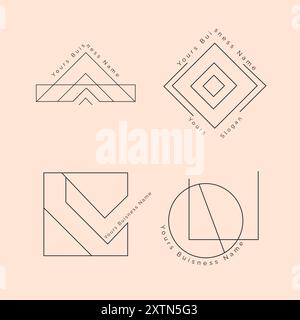 Collezione minimalista di logo aziendali con design geometrici Illustrazione Vettoriale