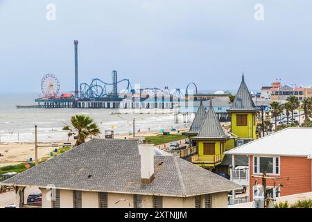 Galveston Seawall Drive. Foto Stock