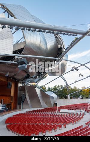 Jay Pritzker Pavilion Modern Architecture Theater, Millenium Park, Chicago, Illinois, Stati Uniti Foto Stock