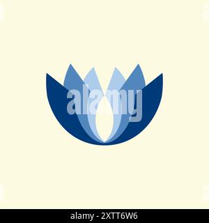 Design creativo Blue Yoga con fiori di loto Illustrazione Vettoriale