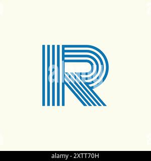 Logo geometrico R Line minimalista creativo Illustrazione Vettoriale