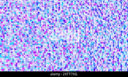 Motivo a mosaico astratto con cubi 3D colorati disposti in una griglia pixelata vivace e multicolore Foto Stock