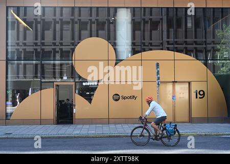 Stoccolma, Svezia - 30 luglio 2024: Sede centrale di Spotify a Stoccolma. Foto Stock