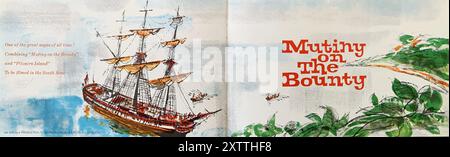 Annuncio promozionale di pre-produzione del 1960 per il remake che avrebbe visto MARLON BRANDO nel ruolo di Fletcher Christian e TREVOR HOWARD nel ruolo di Capitan Bligh in MUTINY ON THE BOUNTY (pubblicato nel 1962) i registi CAROL REED sono stati sostituiti da LEWIS MILESTONE dei romanzi Mutiny on the Bounty e Pitcairn's Island di Charles Nordhoff e James Norman Hall produttore Aaron Rosenberg Arcola Productions / Metro Goldwyn Mayer (MGM) Foto Stock