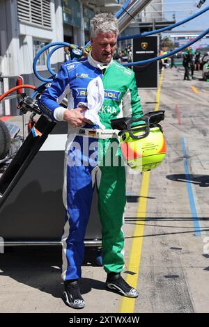 Ralf Schumachr nach den ersten Runden im Ligier JS P320 LMP3 Renner bei seinem Motorsport Comback als Rennfahrer auf dem Nuerburgring Motorsport, ADAC Prototype Cup Germany 2024, Lauf 5, Nuerburgring, Nuerburg, Rheinland-Pfalz, 16.08.2024 foto: Eibner-Pressefoto/Juergen Augst Foto Stock