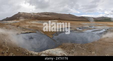 Hverir Geotermus Area (nel porto settentrionale dell'Islanda) durante l'estate Foto Stock