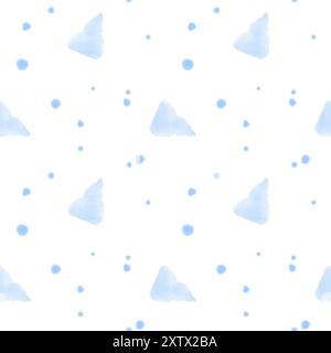 Acquerello senza cuciture con neve e ghiaccio. Motivo senza cuciture per Natale e Capodanno, sfondo in carta avvolgente a freddo, stampa in tessuto. Foto Stock