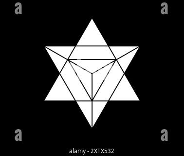 Vettore Merkaba isolato su sfondo bianco simbolo merkabah geometria sacra. Illustrazione Vettoriale