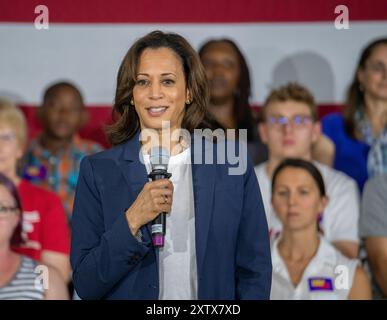 Gulford, New Hampshire, Stati Uniti 14 luglio 2019, la candidata presidenziale Kamala Harris ha fatto una campagna a Gulford, NH durante la sua prima campagna presidenziale il 14 luglio 2019. (Rick Friedman ) Foto Stock