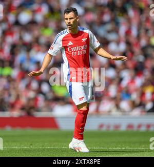 Londra, Regno Unito. 11 agosto 2024 - Arsenal V Olympique Lyonnais - Emirates Cup - Emirates Stadium. Gabriel Martinelli dell'Arsenal in azione. Crediti immagine: Mark Pain / Alamy Live News Foto Stock