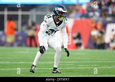 15 agosto 2024; Foxborough, ma, Stati Uniti; cornerback dei Philadelphia Eagles Tyler Hall (31) in azione durante la gara di pre-stagione tra Philadelphia Eagles e New England Patriots a Foxborough, Massachusetts. Anthony Nesmith/CSM Foto Stock