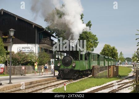 Europa, Germania, Baviera, Chiemsee, Chiemgau, Prien-Stock, Chiemseebahn, ferrovia a scartamento ridotto, locomotiva a vapore del 1887, Prien, Baviera, Germania, UE Foto Stock