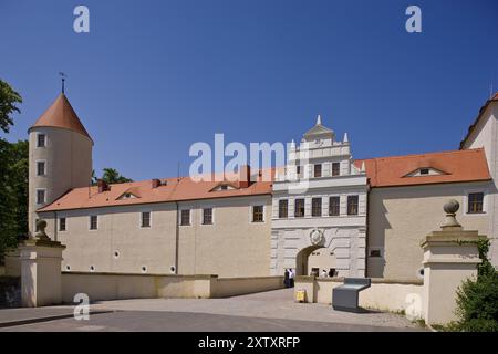 Il castello di Freudenstein si trova in piazza Schlossplatz, ai margini del centro della città di Freiberg in Sassonia. La sua storia è strettamente legata all'Assemblea Foto Stock