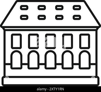 Icona di stile artistico di linea di un grande edificio classico con colonne e finestre Illustrazione Vettoriale