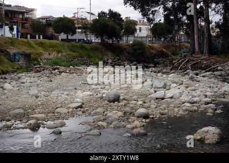 TOMEBAMBA BACINO IDROGRAFICO A BASSA PORTATA Cuenca, Ecuador 16 agosto, 2024 i flussi del fiume Tomebamba sono a 0,93 m3 di livello d'acqua basso il più basso Yanuncay e Tarqui e Machangara a basso livello d'acqua ETAPA EP monitora costantemente l'evoluzione dei flussi dei fiumi della città il flusso del fiume Tomebamba è al di sotto del basso livello d'acqua, contando ad oggi 35 giorni di siccità idrologica foto Boris Romoleroux API SOI CUENCACA RIOTOMEBAMBACAUDALBAJO 114c2cda54e31130c9f6ad0411636b4 Copyright: xBORISxROMOLEROUXx Foto Stock