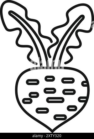 Barbabietola semplice che cresce con foglie nel terreno, pronta per essere raccolta per un'insalata sana Illustrazione Vettoriale