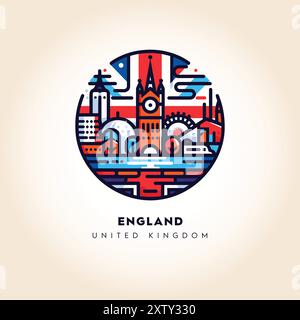 Panorama dell'Inghilterra: Illustrazione vettoriale astratta colorata Illustrazione Vettoriale