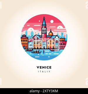 Skyline di Venezia: Illustrazione vettoriale astratta colorata Illustrazione Vettoriale