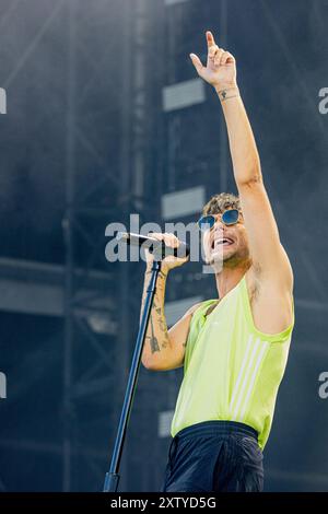 Ungheria 10 agosto 2024 Louis Tomlinson - ex One Direction - live allo Sziget Festival di Budapest © Andrea Ripamonti / Alamy Foto Stock