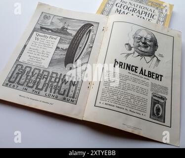 Annata "The National Geographic Magazine", numero di luglio 1919, pubblicità, USA Foto Stock