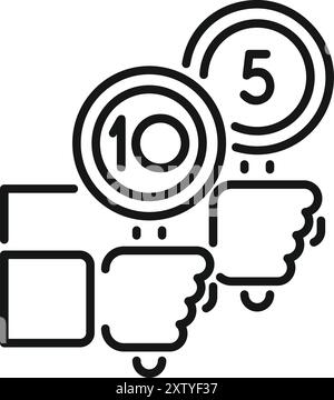 Uomo d'affari che decide tra due opzioni, sceglie l'opzione dieci punti per ottenere un punteggio migliore, simboleggiando una scelta difficile Illustrazione Vettoriale