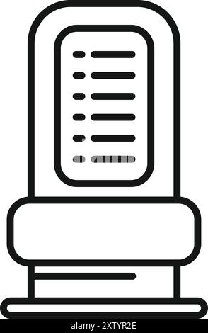 Icona della linea di un tabellone informativo dell'aeroporto che mostra le informazioni sui voli per i passeggeri in arrivo e in partenza Illustrazione Vettoriale