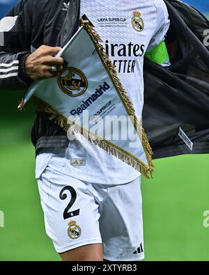 VARSAVIA, POLONIA - 14 AGOSTO: Dani Carvajal del Real Madrid durante la partita della Supercoppa UEFA 2024 tra il Real Madrid e l'Atalanta BC allo Stadio Nazionale Foto Stock