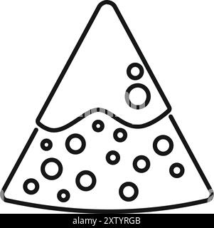 Icona minimalista di una fetta di pizza con formaggio fuso, perfetta per i design legati al cibo Illustrazione Vettoriale