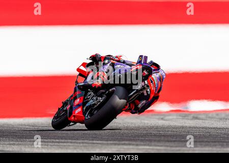 Spielberg, Austria. 16 agosto 2024. SPIELBERG, AUSTRIA - 16 AGOSTO: Jorge Martin di Spagna e prima Pramac Racing durante la MotoGP d'Austria - prove al Red Bull Ring il 16 agosto 2024 a Spielberg, Austria.240816 SEPA 01 112 - 20240816 PD5090 credito: APA-PictureDesk/Alamy Live News Foto Stock