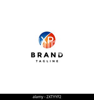 Lettera iniziale XP Inside Circle Symbol Logo Design. Simbolo circolare con lettere iniziali X e P disegno del logo interno. Illustrazione Vettoriale