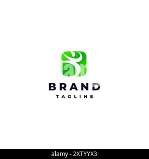 Semplice icona Sportsman con logo interno quadrato. Design iniziale con lettera B del logo Sportsman Icon Shape. Illustrazione Vettoriale