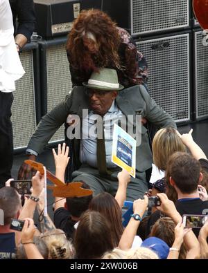 Steven Tyler degli Aerosmith e al Roker appaiono nella serie di concerti NBC Today Show a New York. Foto Stock