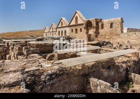 Rovine di Ulu Cami (la grande Moschea) ad Harran. Questo monumento architettonico è la moschea più antica dell'Anatolia ed è stata costruita nell'VIII secolo. Rovine di Th Foto Stock