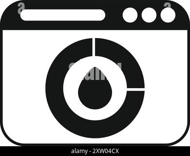 Il sito Web visualizza un'icona a torta con una goccia di olio al centro, che rappresenta i dati sul consumo di olio Illustrazione Vettoriale