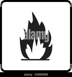 Cartello altamente infiammabile, cartello di avvertenza simbolo infiammabile, infiammabile, etichetta infiammabile, cartello di avvertenza fiamma Illustrazione Vettoriale