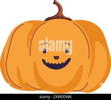 Zucca sorridente con la faccia carina Illustrazione Vettoriale
