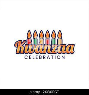 Kwanzaa Celebration design con candele, Vector, isolato Illustrazione Vettoriale