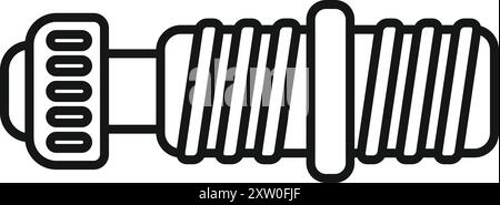Icona dettaglio collegamento elemento a vite in metallo, stile contorno Illustrazione Vettoriale