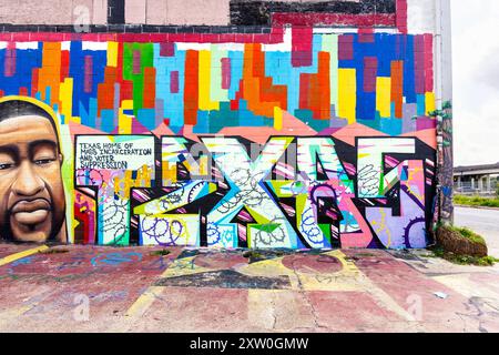 Murale texano al Graffiti Park Downtown Houston, Texas, Stati Uniti Foto Stock