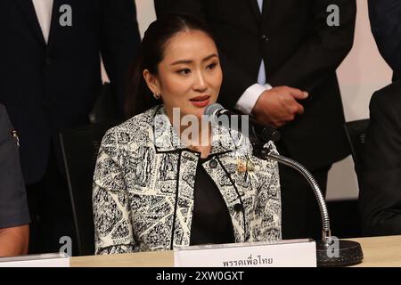 Bangkok. 17 agosto 2024. Paetongtarn Shinawatra partecipa a una conferenza stampa a Bangkok, Thailandia, 15 agosto 2024. Crediti: Xinhua/Alamy Live News Foto Stock