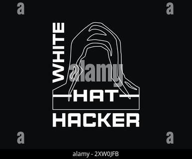 design della t shirt white hat hacker Illustrazione Vettoriale