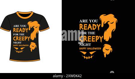 Modello di design per maglietta Halloween, Vector, trendy Illustrazione Vettoriale