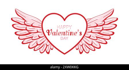 Buon San Valentino con sfondo banner Wings Illustrazione Vettoriale