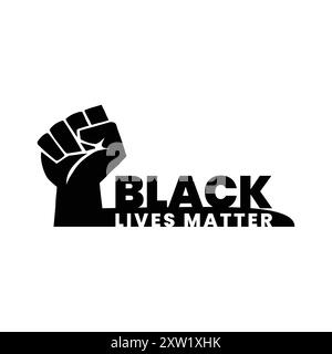 Black Lives Matter Fist isolato su bianco Illustrazione Vettoriale