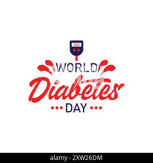 Modello vettoriale World Diabetes Day Banner, esame del sangue, glucometro Illustrazione Vettoriale