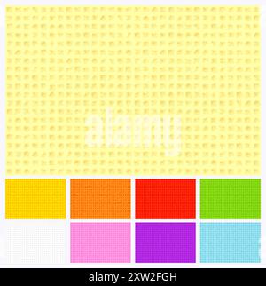 Confezione di carta colorata e sfondi su tela. Le texture sono piastrellabili, uniformi e scalabili. Il file viene creato senza lucidi e sfumature. Illustrazione Vettoriale