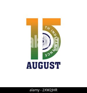 Biglietto di auguri per il giorno dell'indipendenza del 15 agosto Illustrazione Vettoriale