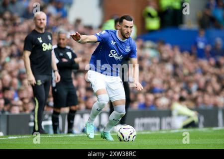 Liverpool, Regno Unito. 17 agosto 2024. Jack Harrison di Everton in azione. Partita di Premier League, Everton contro Brighton & Hove Albion al Goodison Park di Liverpool sabato 17 agosto 2024. Questa immagine può essere utilizzata solo per scopi editoriali. Solo per uso editoriale, foto di Chris Stading/Andrew Orchard fotografia sportiva/Alamy Live news credito: Andrew Orchard fotografia sportiva/Alamy Live News Foto Stock