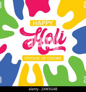 Happy Holi poster Creative Design Illustrazione Vettoriale